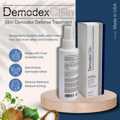 Demodexcillin Skin Solution texture close-up highlights minimal ingredients for sensitive skin