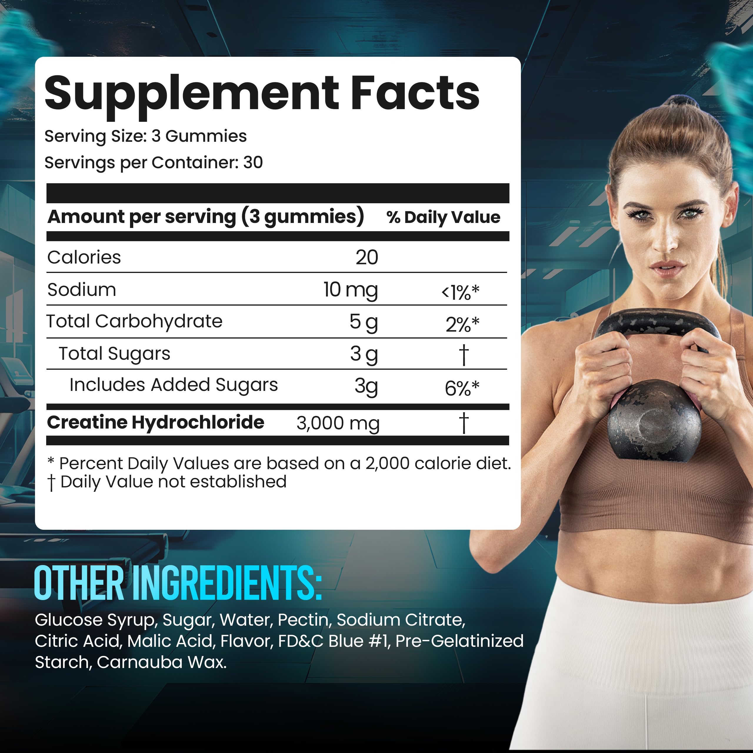 Demon Labz 90-count bottle shows a 30-day creatine routine.
