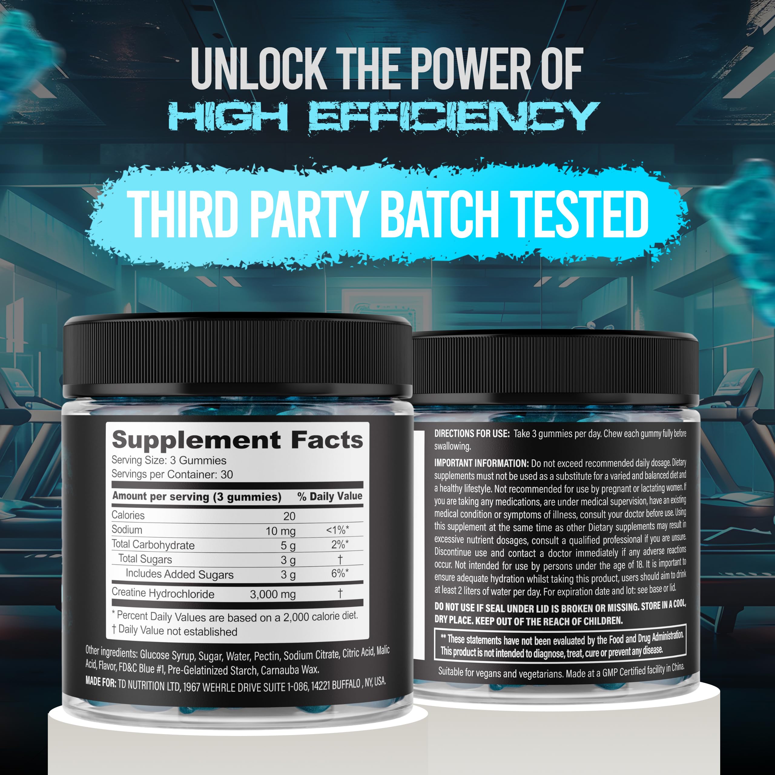 Demon Labz creatine gummies being poured from a jar.