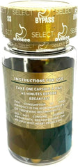 Front of Dendas Bypass Select bottle emphasizes easy-to-swallow capsules.