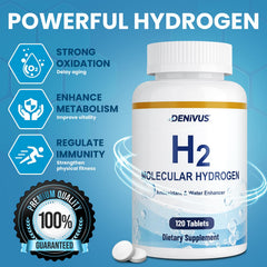Denivus hydrogen tablet in cup of water, ready to support energy and focus.
