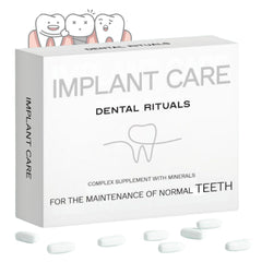 Dental Rituals Implant Care bottle promoting bone regeneration support for dental implants