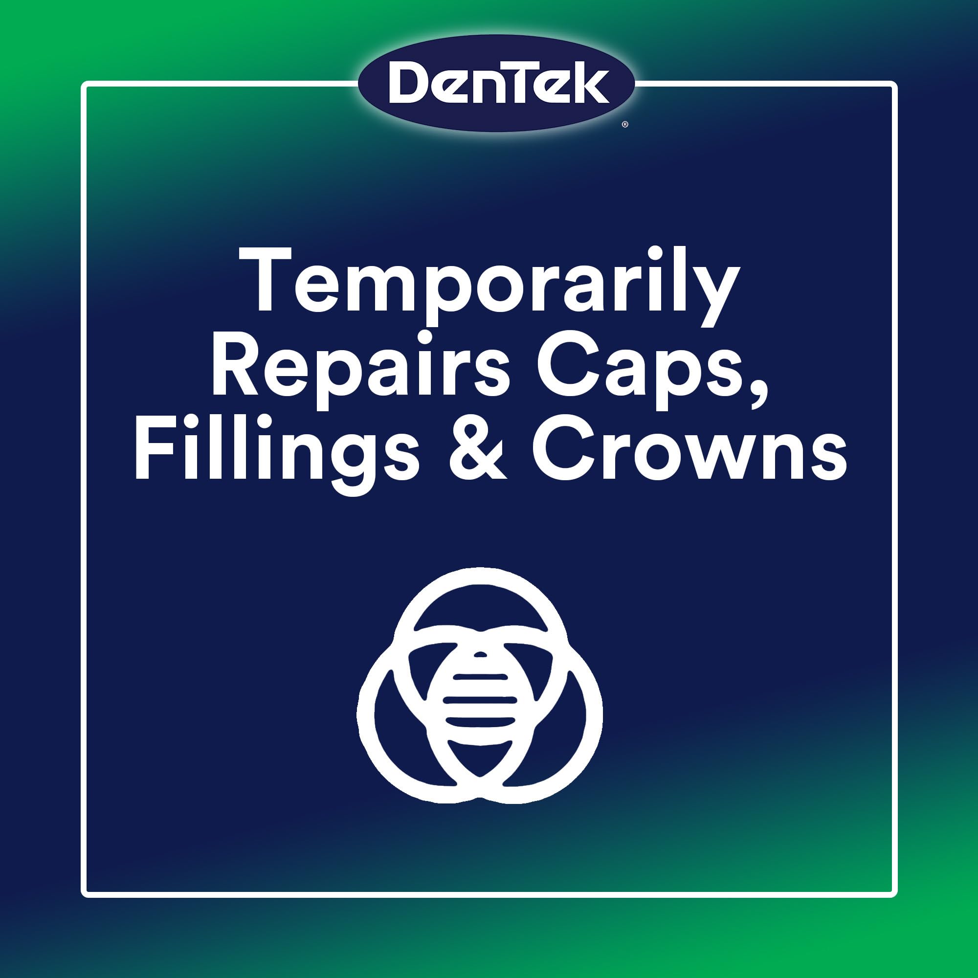 DenTek Temparin Max loose cap repair demonstrating a secure temporary hold.