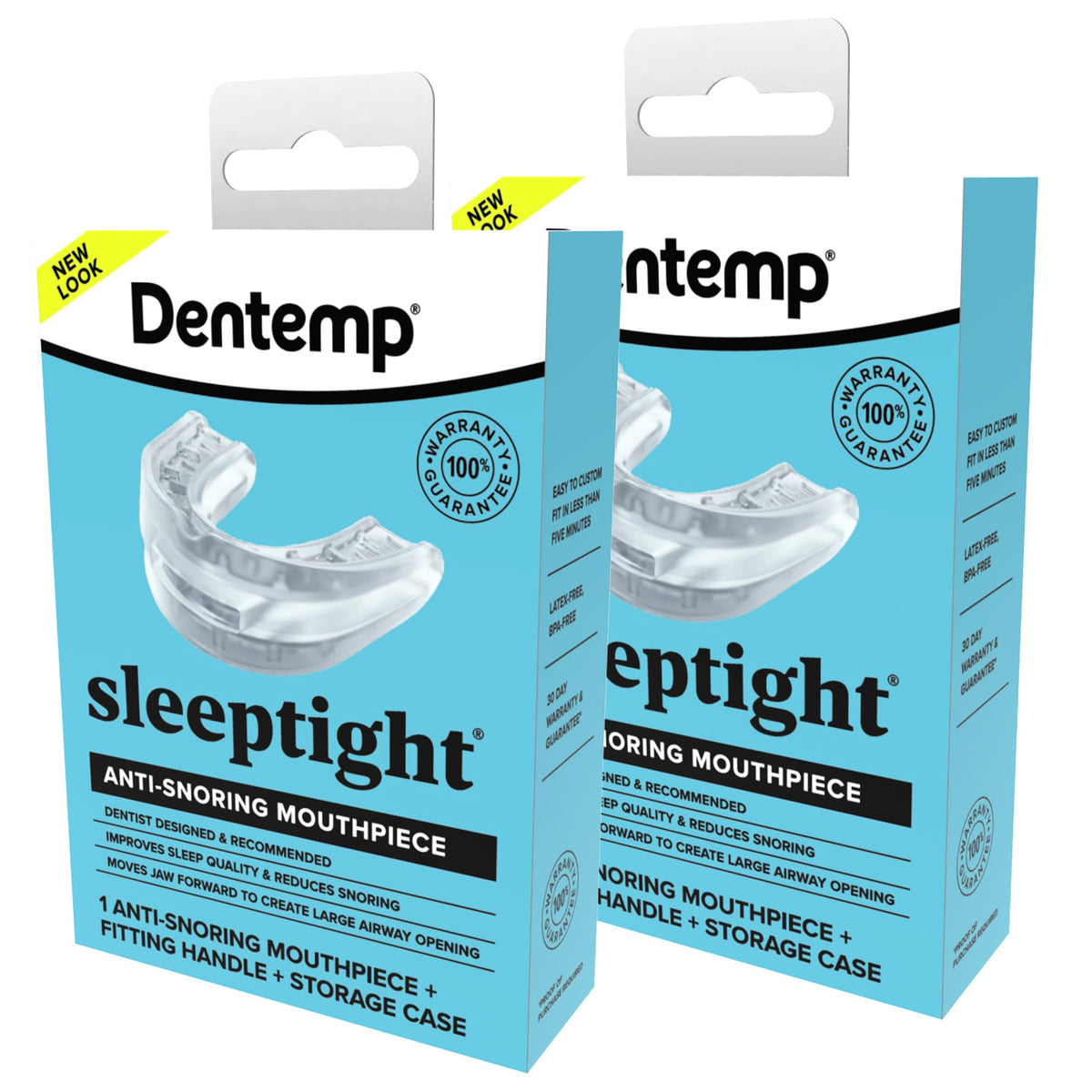 Dentemp SleepTight packaging update shows a convenient at-home snoring aid.