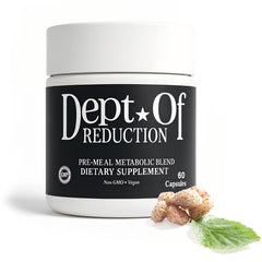 Dept. Of Reducose bottle front with capsules for steady energy after meals