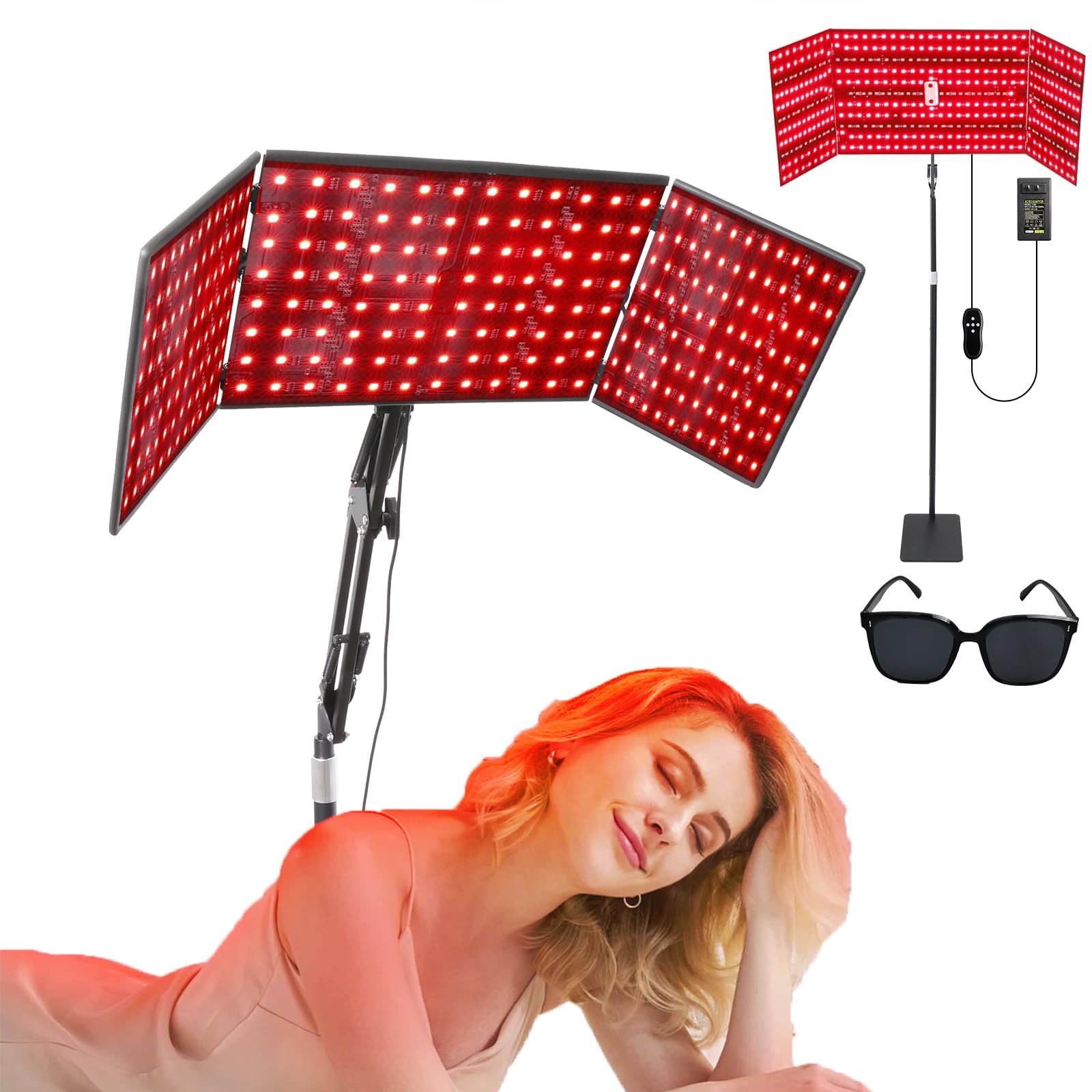 Derlights foldable red light lamp panel ready for quick setup and travel