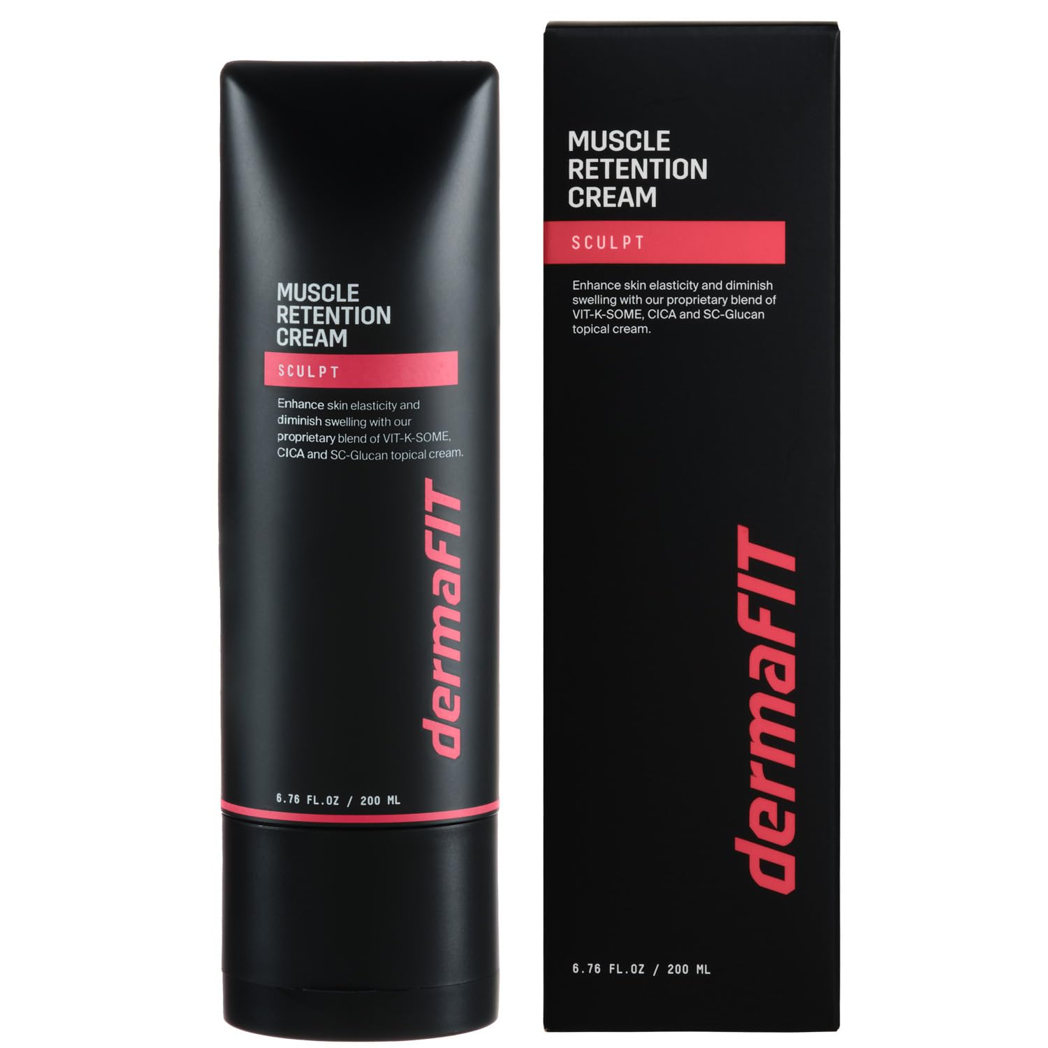 dermaFIT Sculpt muscle maintenance bottle front view for post-workout care