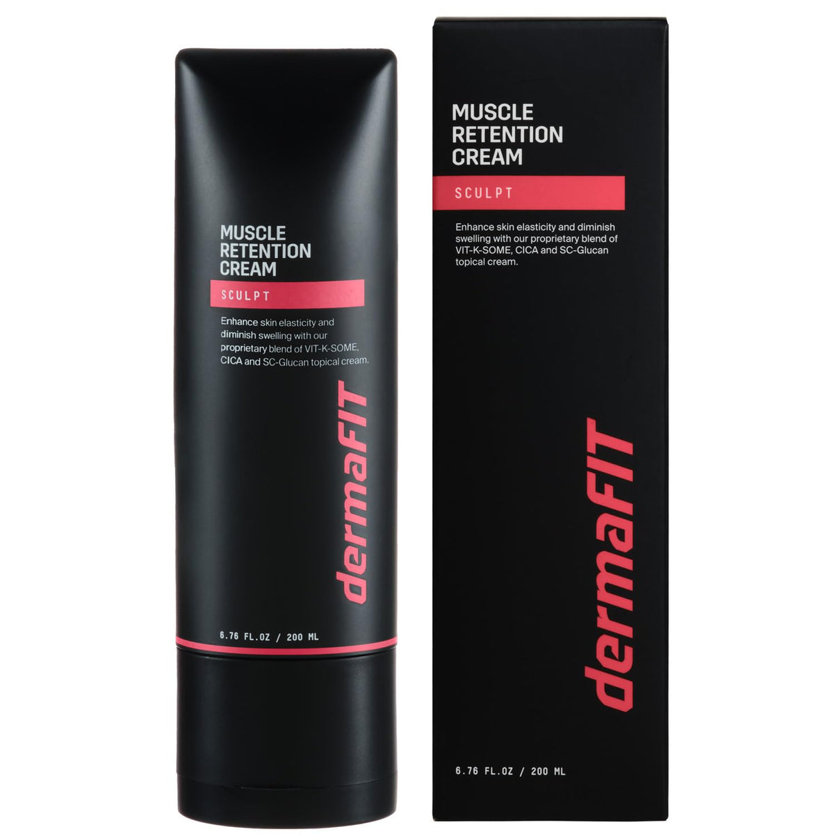 dermaFIT Sculpt muscle maintenance bottle front view for post-workout care