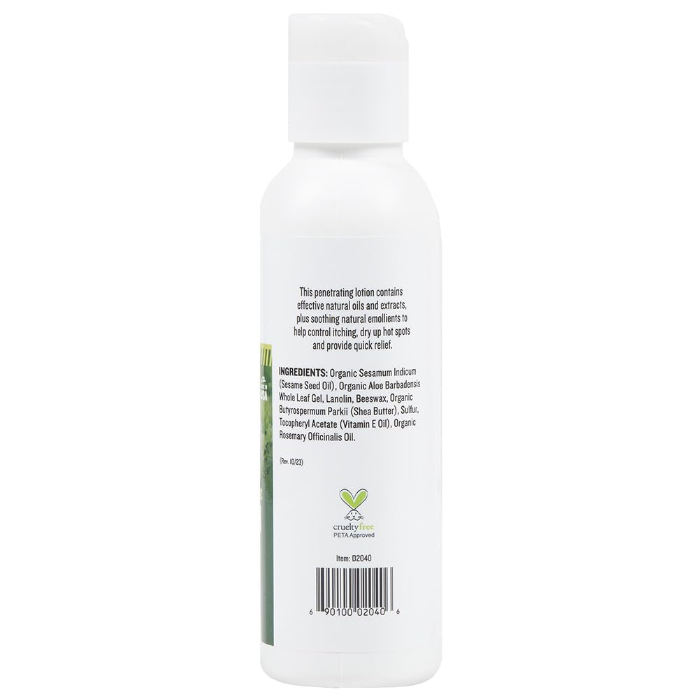 Applying DERMagic lotion to a hotspot helps calm redness and itching.