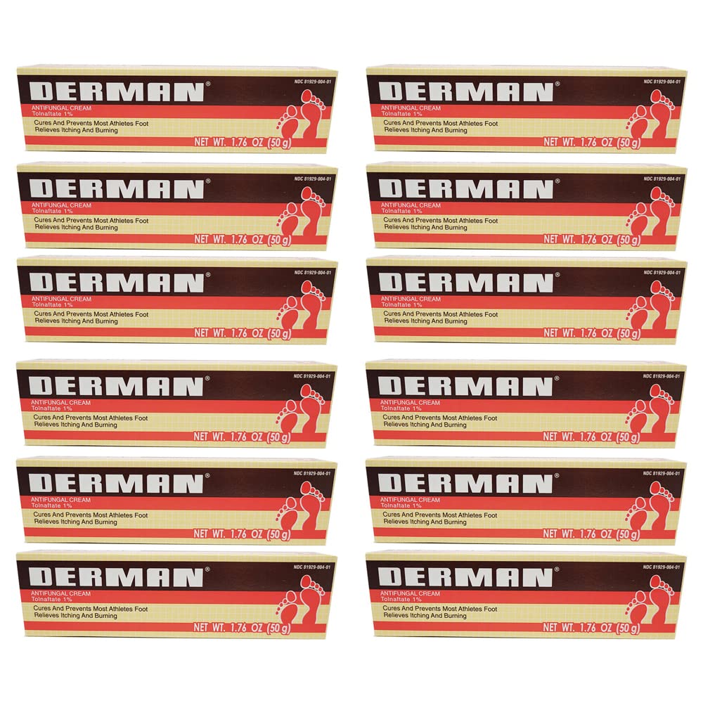 Derman Antifungal Cream 12-pack front view for convenient home use.
