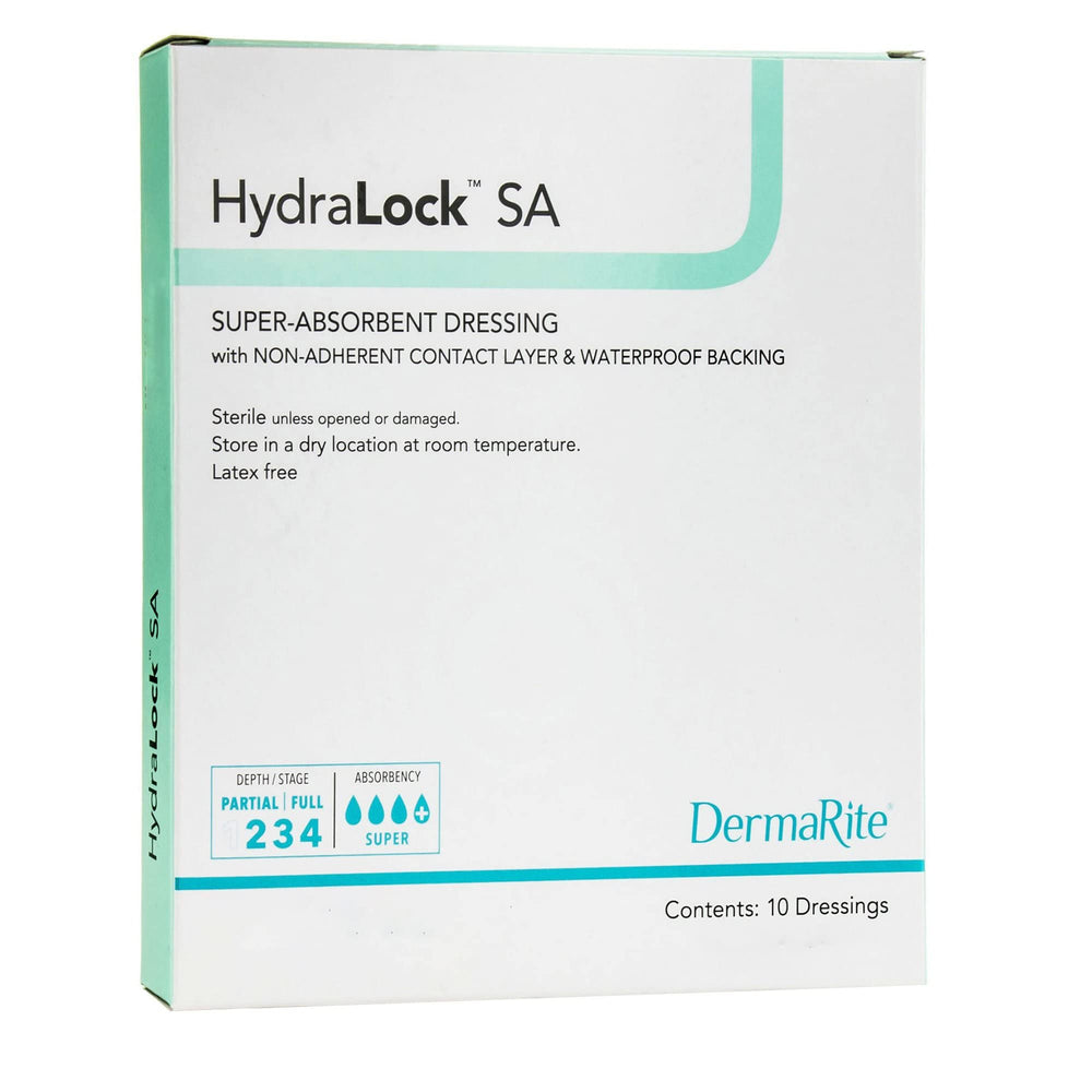 DermaRite HydraLock SA dressing with non-adherent layer promotes painless dressing changes.