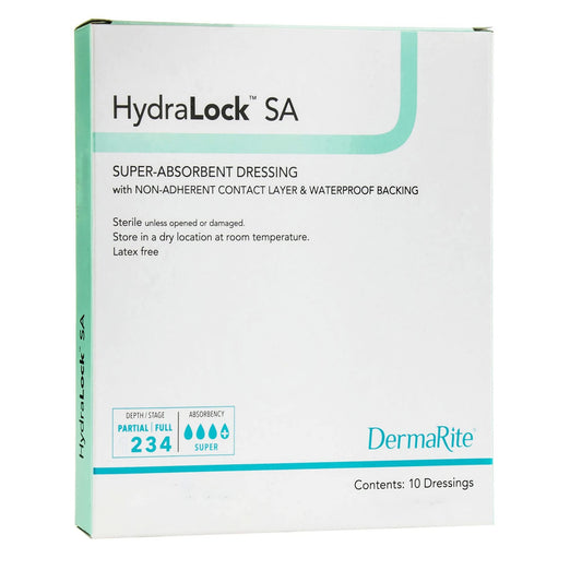 DermaRite HydraLock SA dressing with non-adherent layer promotes painless dressing changes.