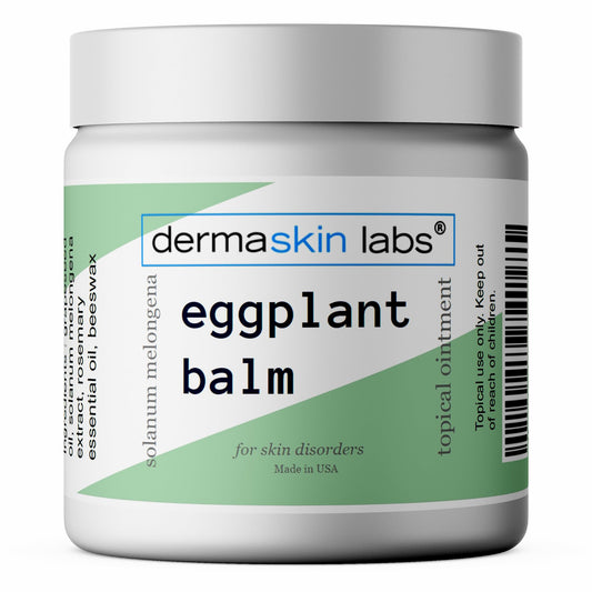 Dermaskin Labs Eggplant Balm jar close-up for daily skin support and discoloration relief