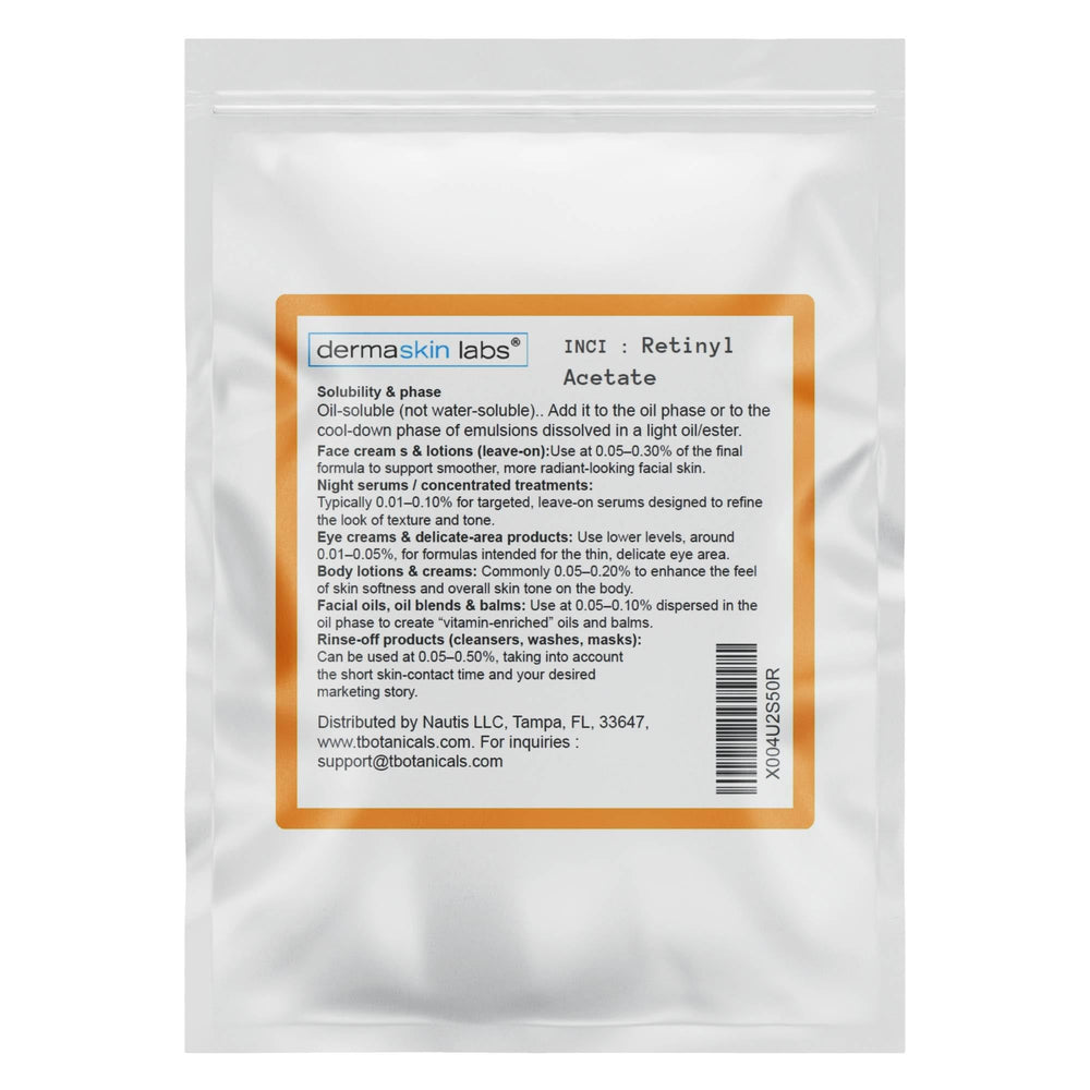 Dermaskin Labs Retinyl Acetate cosmetic formulation for oil-based serums.