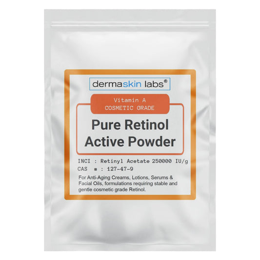 Dermaskin Labs Vitamin A Retinyl Acetate fine powder for stable cosmetic formulations.