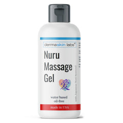 Dermaskin Labs Nuru Gel bottle and label highlighting premium USA-made formula for body-to-body massage.