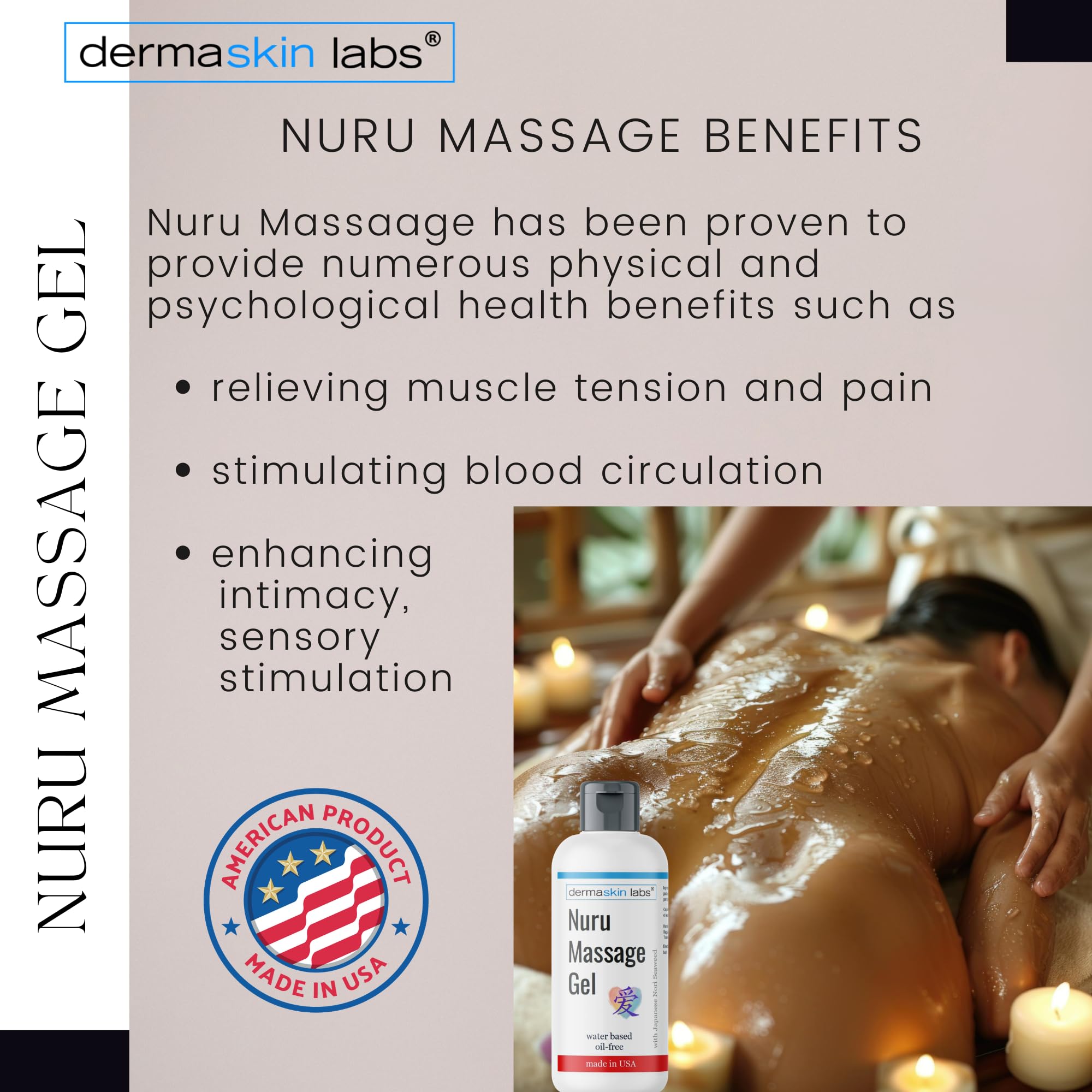 Dermaskin Labs Nuru Gel with Japanese Nori seaweed detail on packaging.