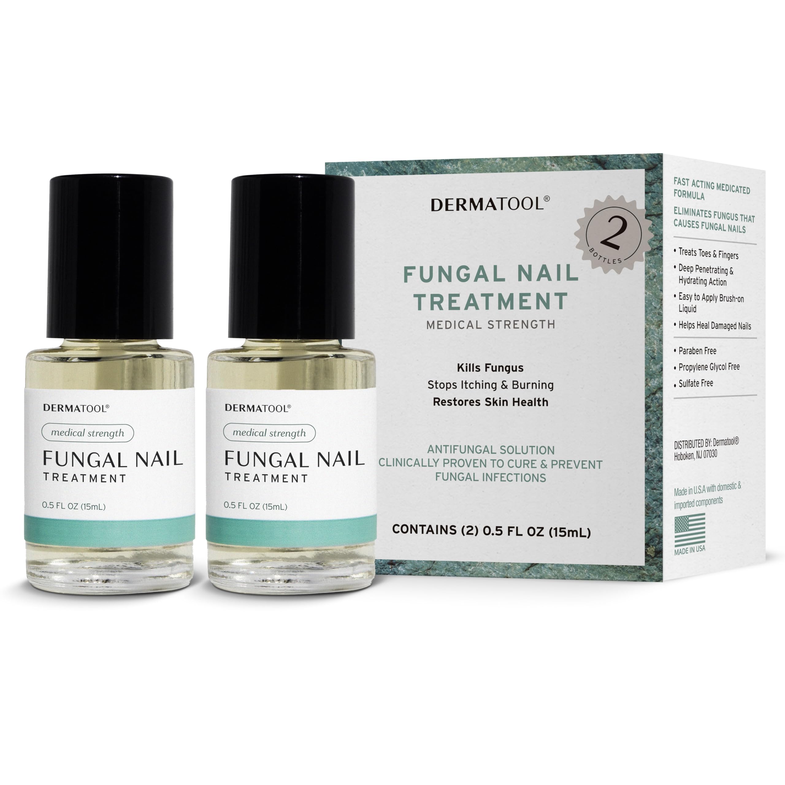 DERMATOOL extra-strength toenail fungus treatment bottle supports at-home nail care