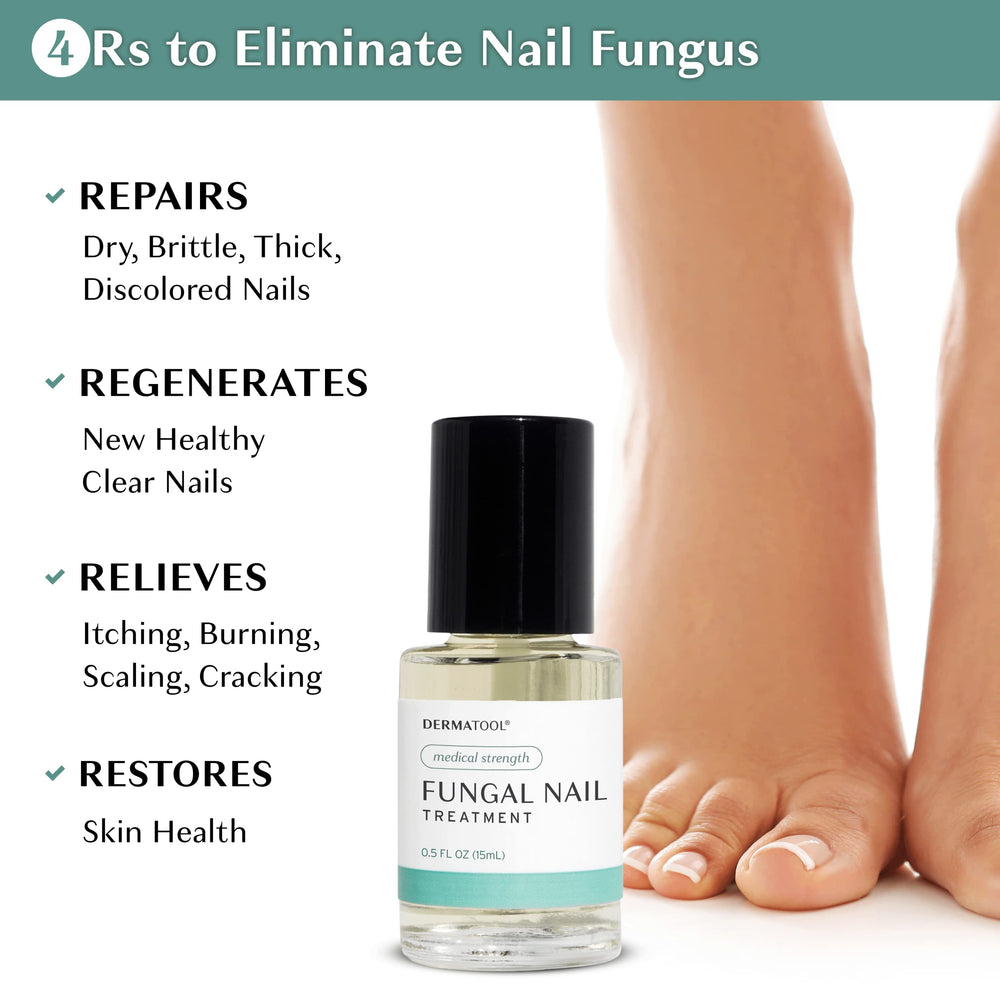 DERMATOOL application brush applies treatment around and under the nail
