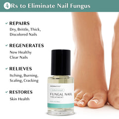 DERMATOOL application brush applies treatment around and under the nail