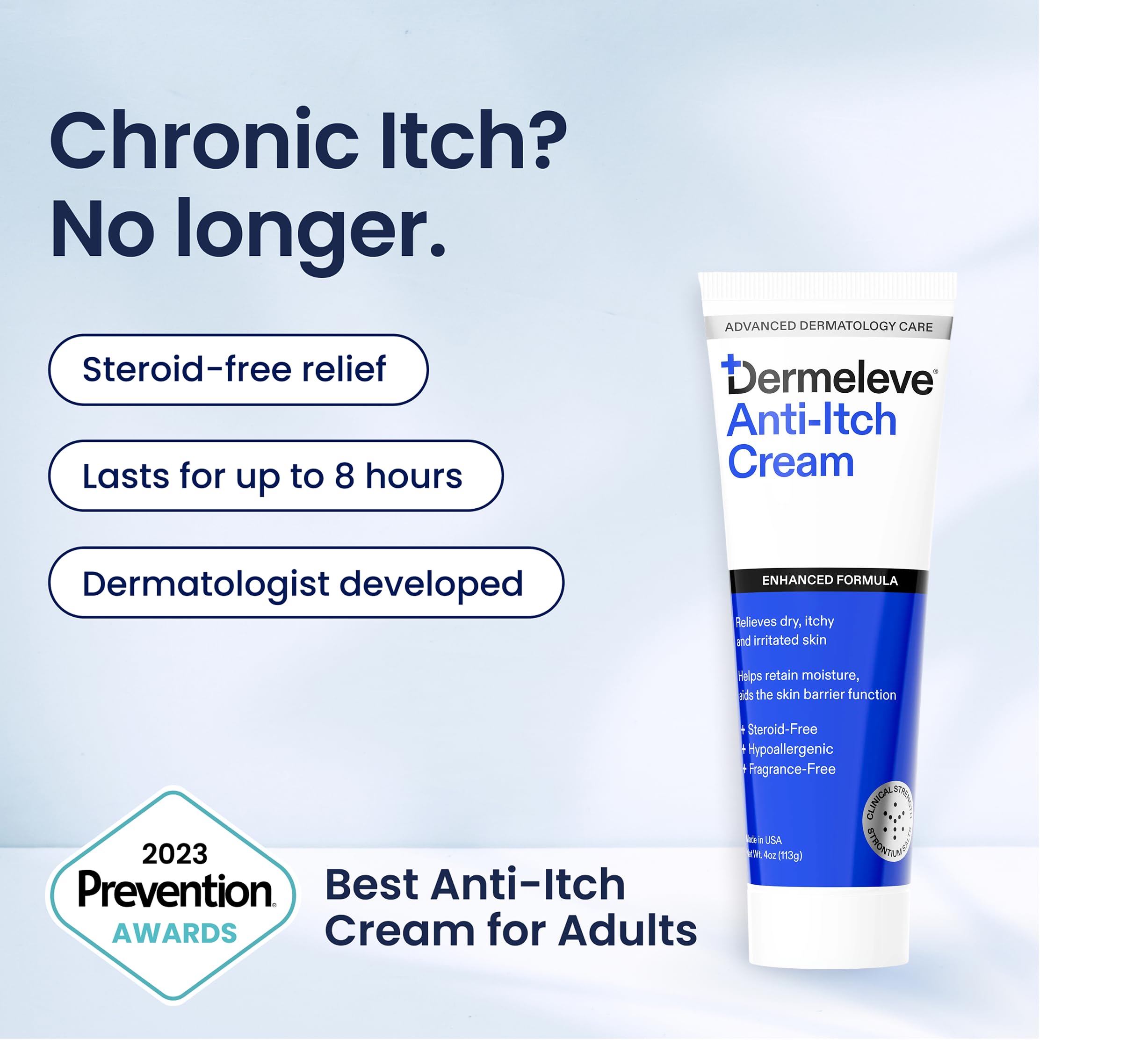 Dermeleve anti-itch cream creamy non-greasy texture allows quick, comfortable relief.