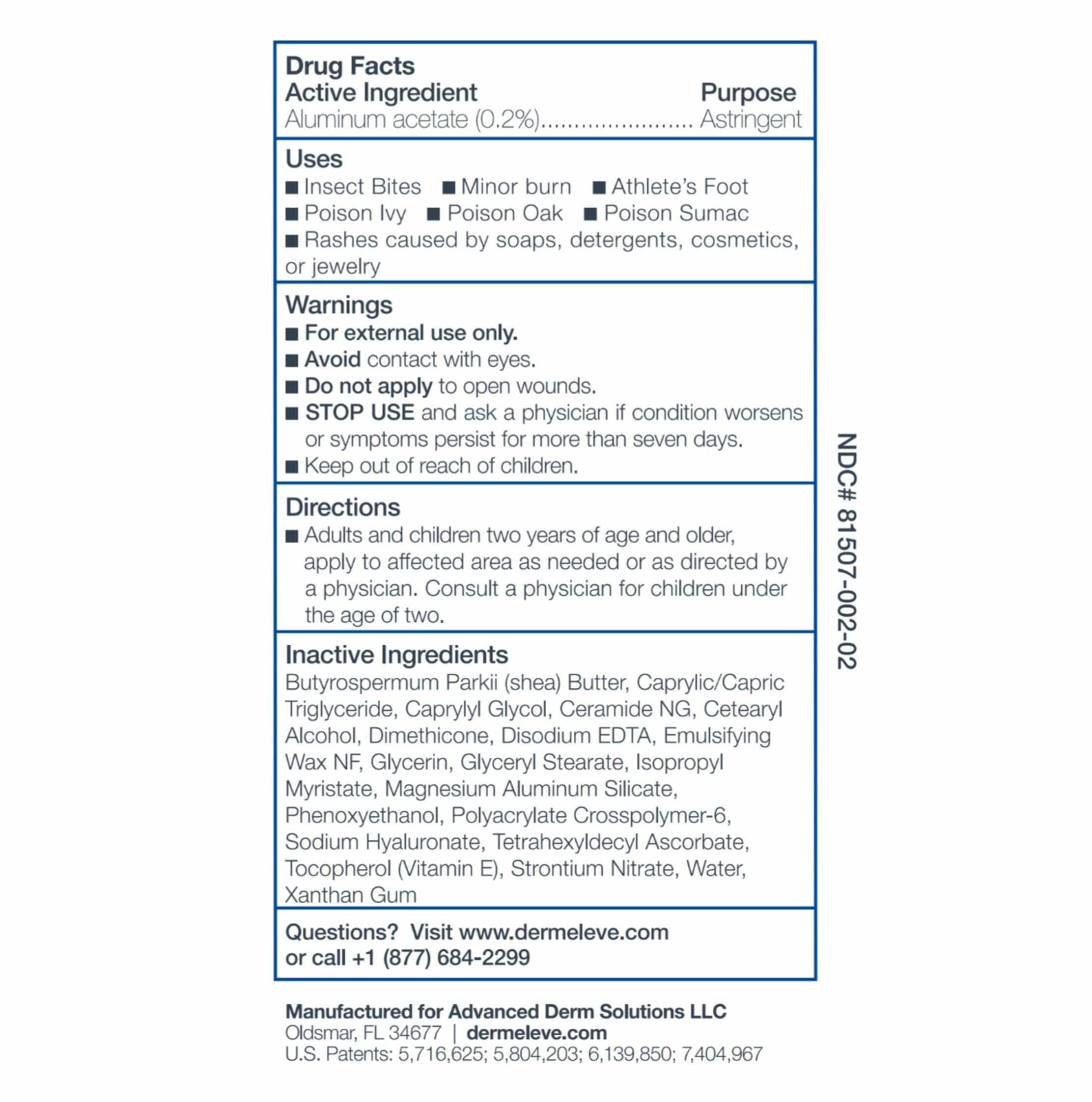 Dermeleve non-greasy application demonstrates quick absorption.