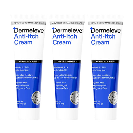 Dermeleve packaging displays steroid-free anti-itch cream