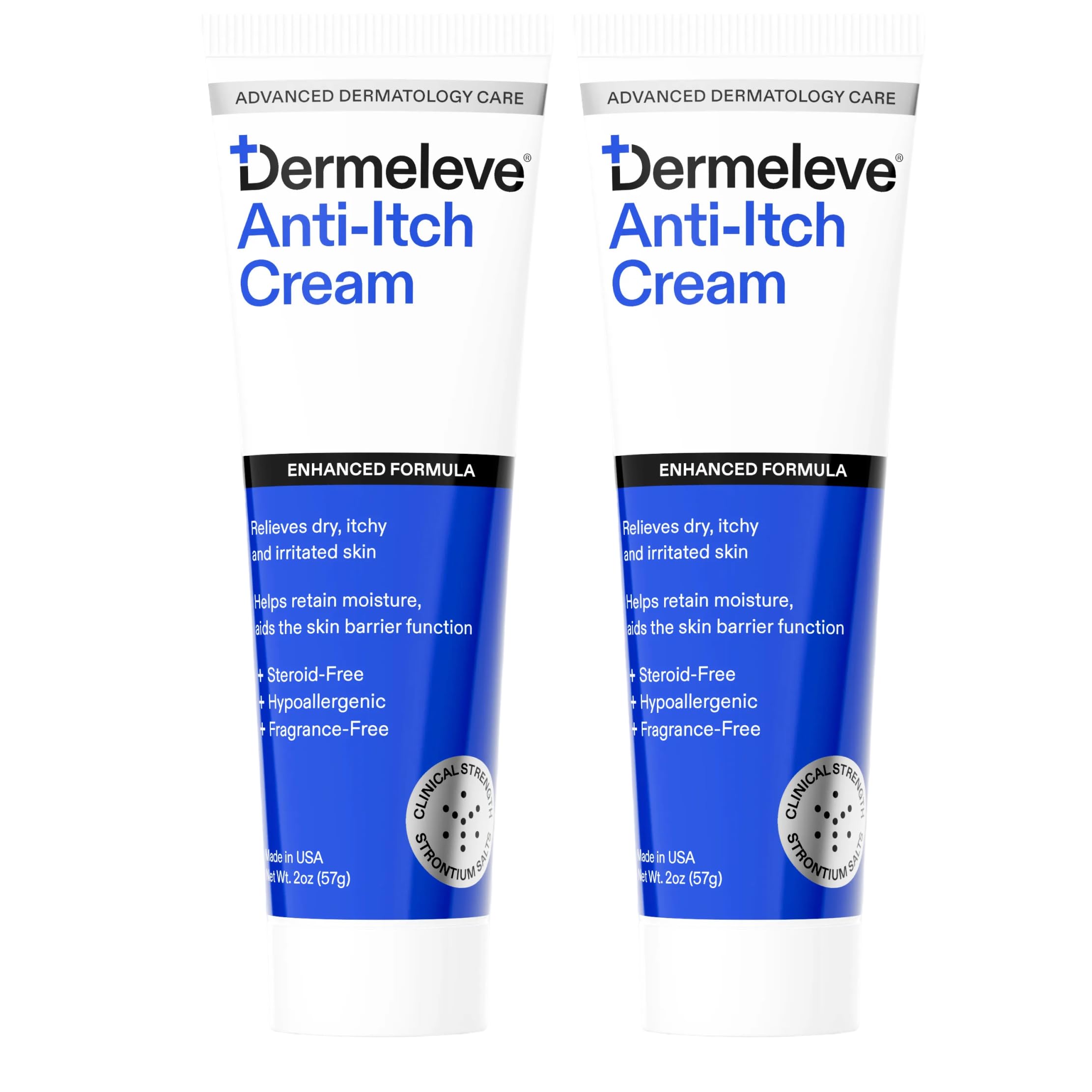 Dermeleve steroid-free anti-itch cream tube for quick relief.