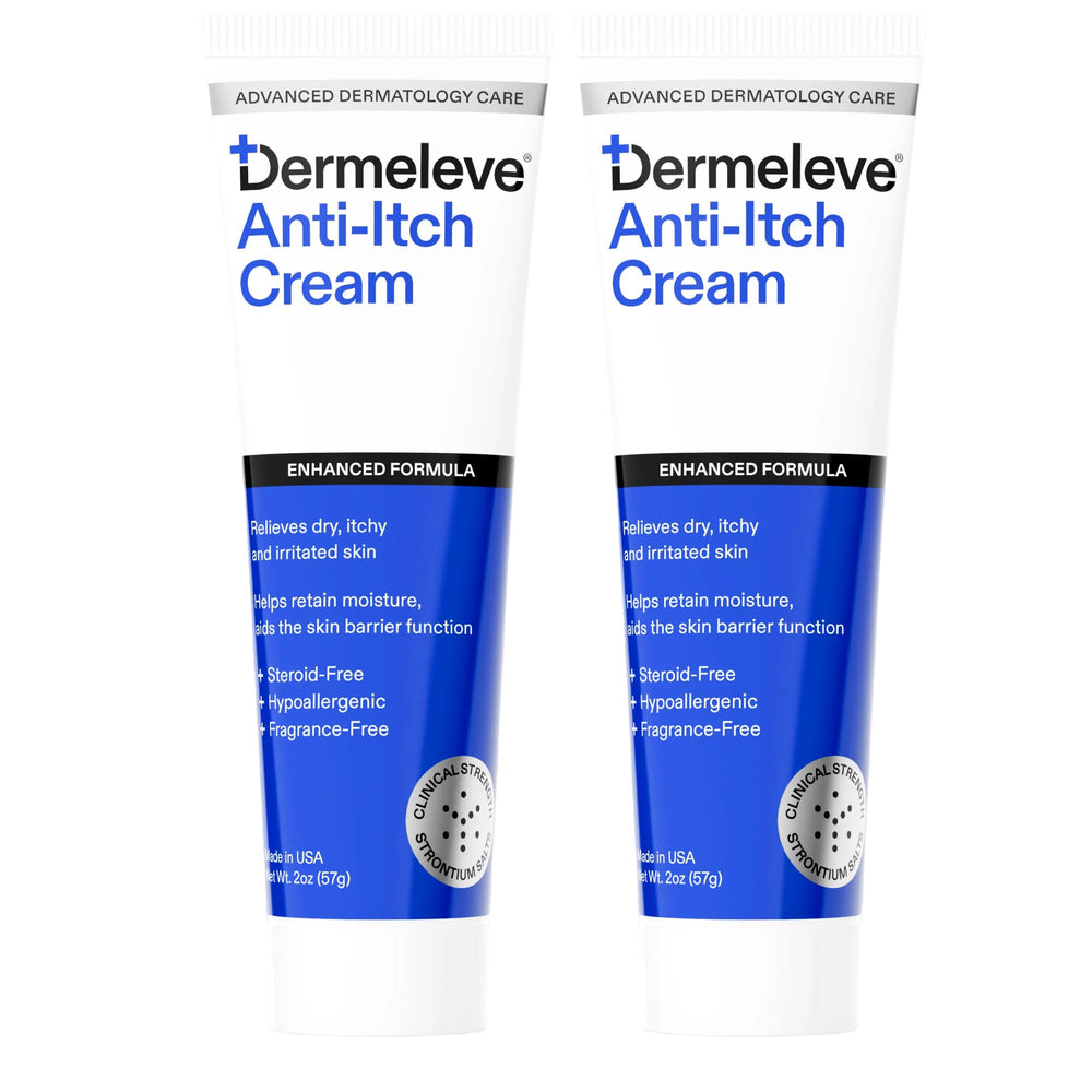 Dermeleve steroid-free anti-itch cream tube for quick relief.