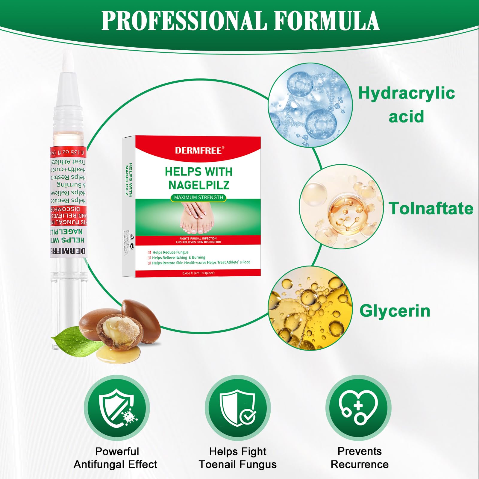DERMFREE Toe Nail Fungus Renewal Pen tip-application close-up for precise nail-edge coating.