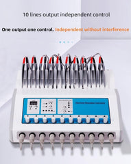 DERUIISSK Meridian Massager back view emphasizes portable setup for home or clinic use.