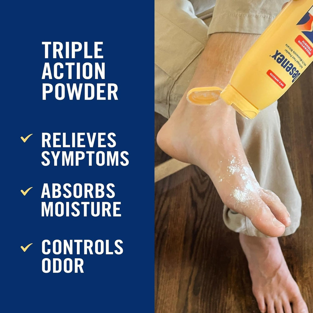 Desenex antifungal powder packaging emphasizes compact design for on-the-go use.