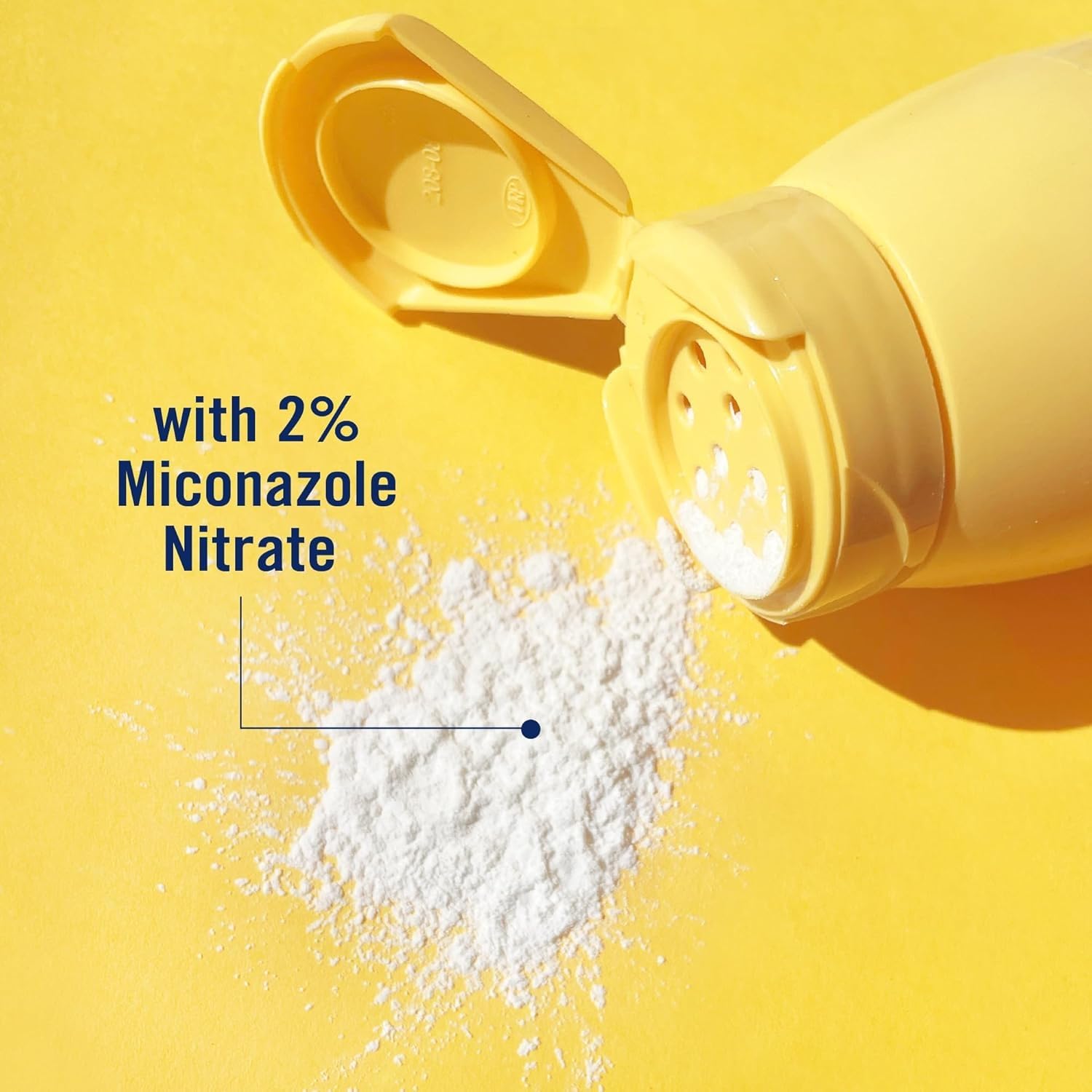 Desenex powder dispense flow demonstrates smooth, even application across skin.
