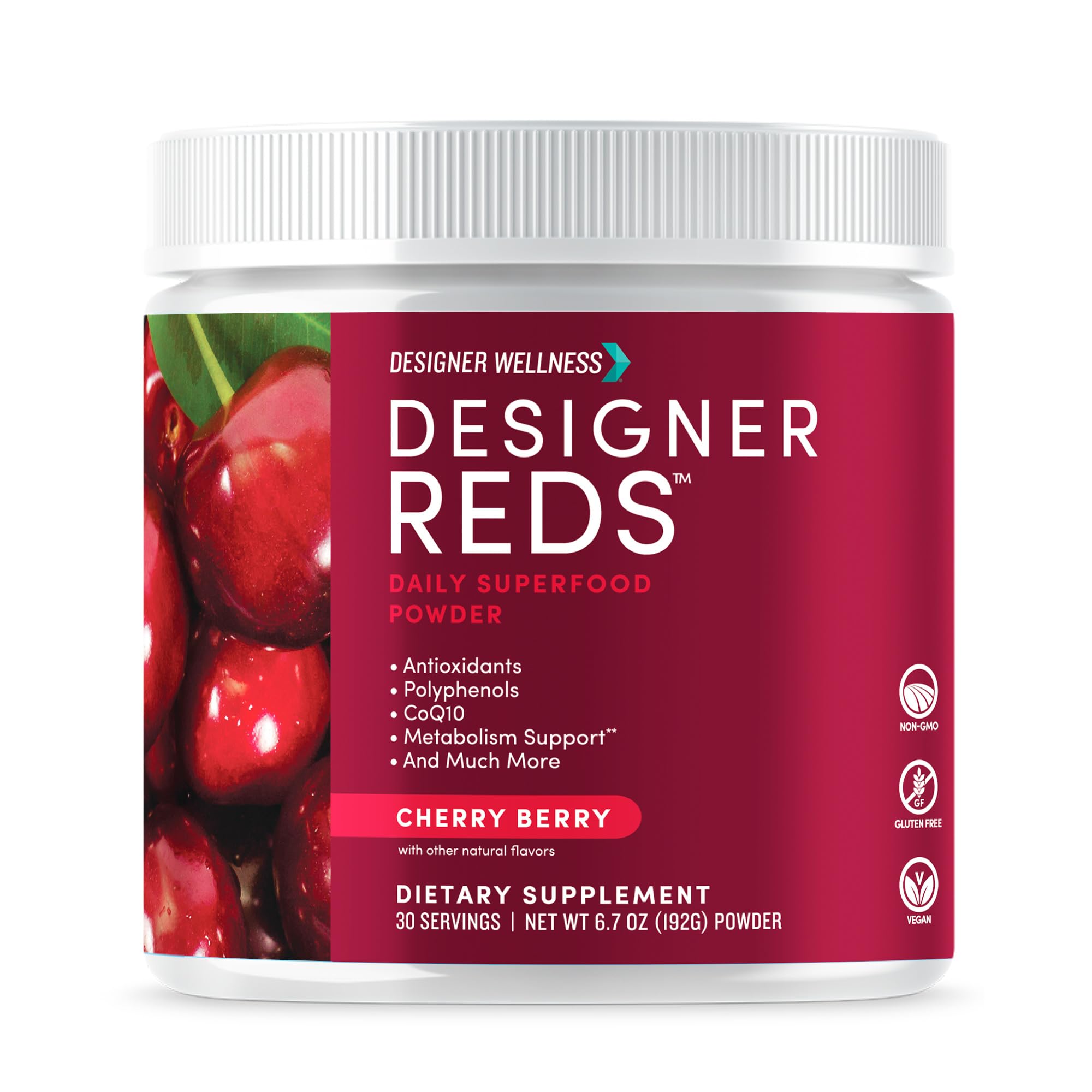 Designer Reds beet root powder tub for daily energy and antioxidant support