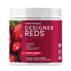 Designer Reds beet root powder tub for daily energy and antioxidant support