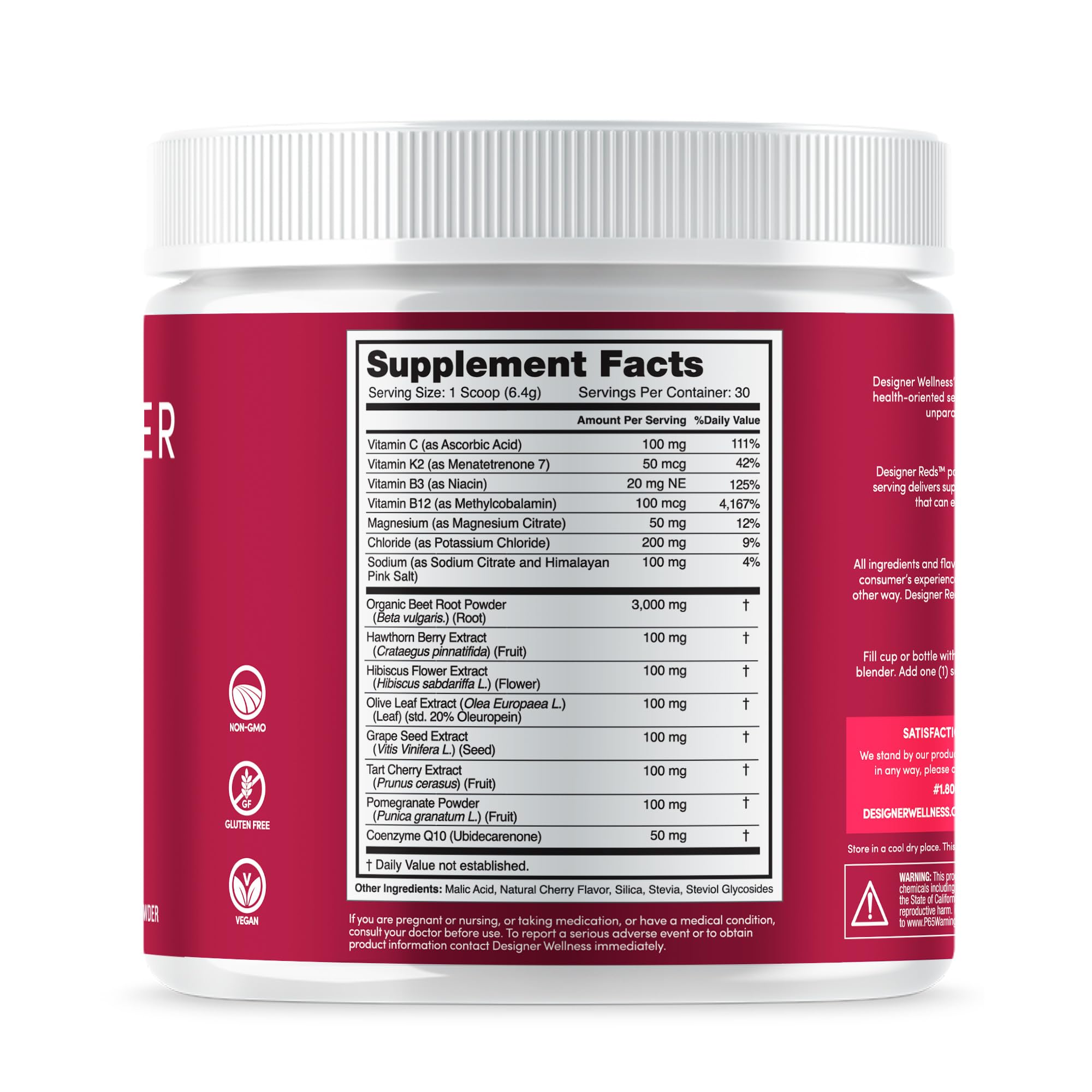 Designer Reds cherry berry flavor smoothie in a glass