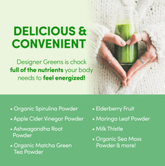 Designer Wellness Greens daily routine image suggests simple nutritious addition.