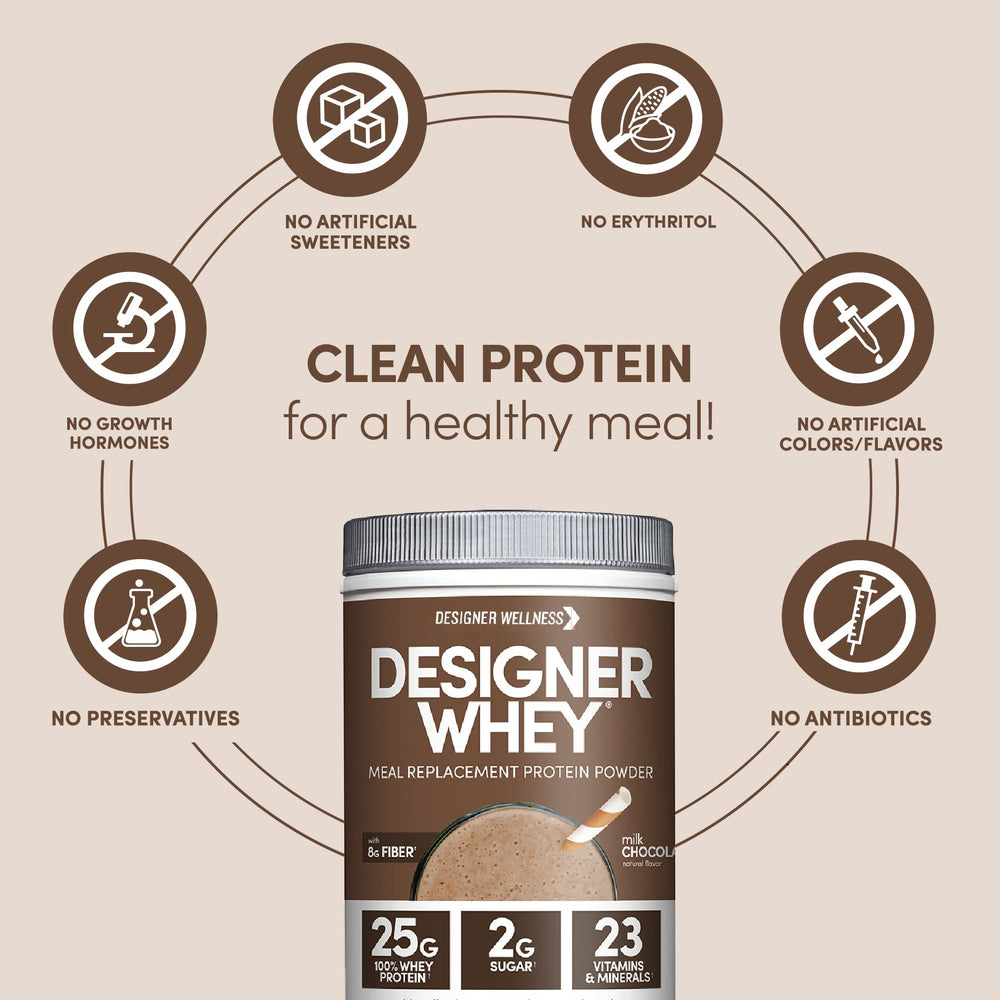 Designer Wellness designer whey probiotic fiber promotes gut friendly benefits with prebiotics and probiotics