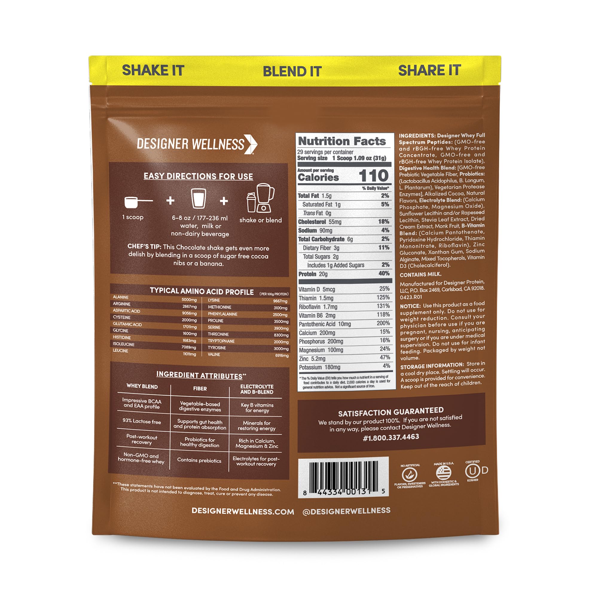 Designer Wellness Designer Whey scoop close-up showing powder texture