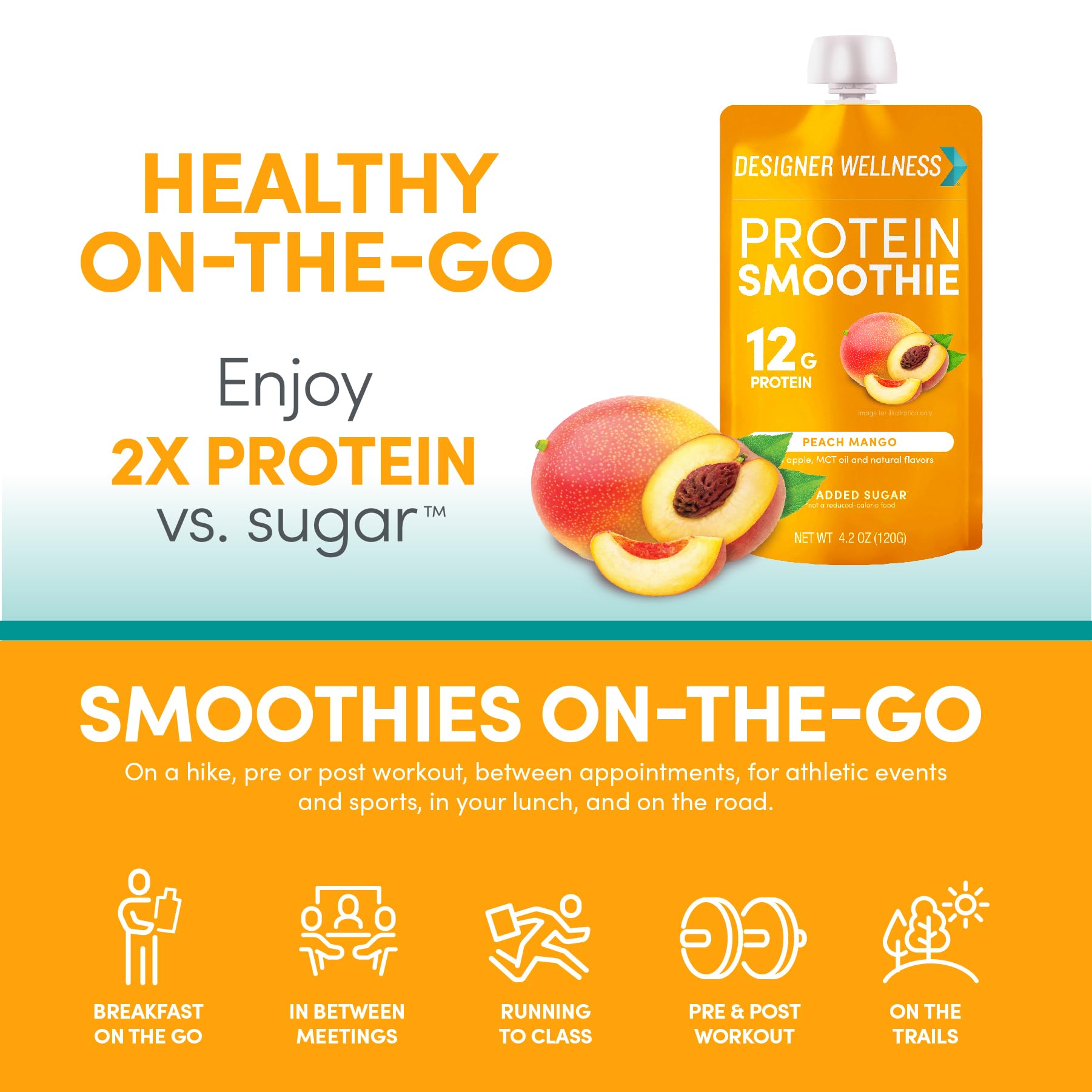 Designer Wellness non-GMO claim on pouch, reinforcing clean ingredient standards.
