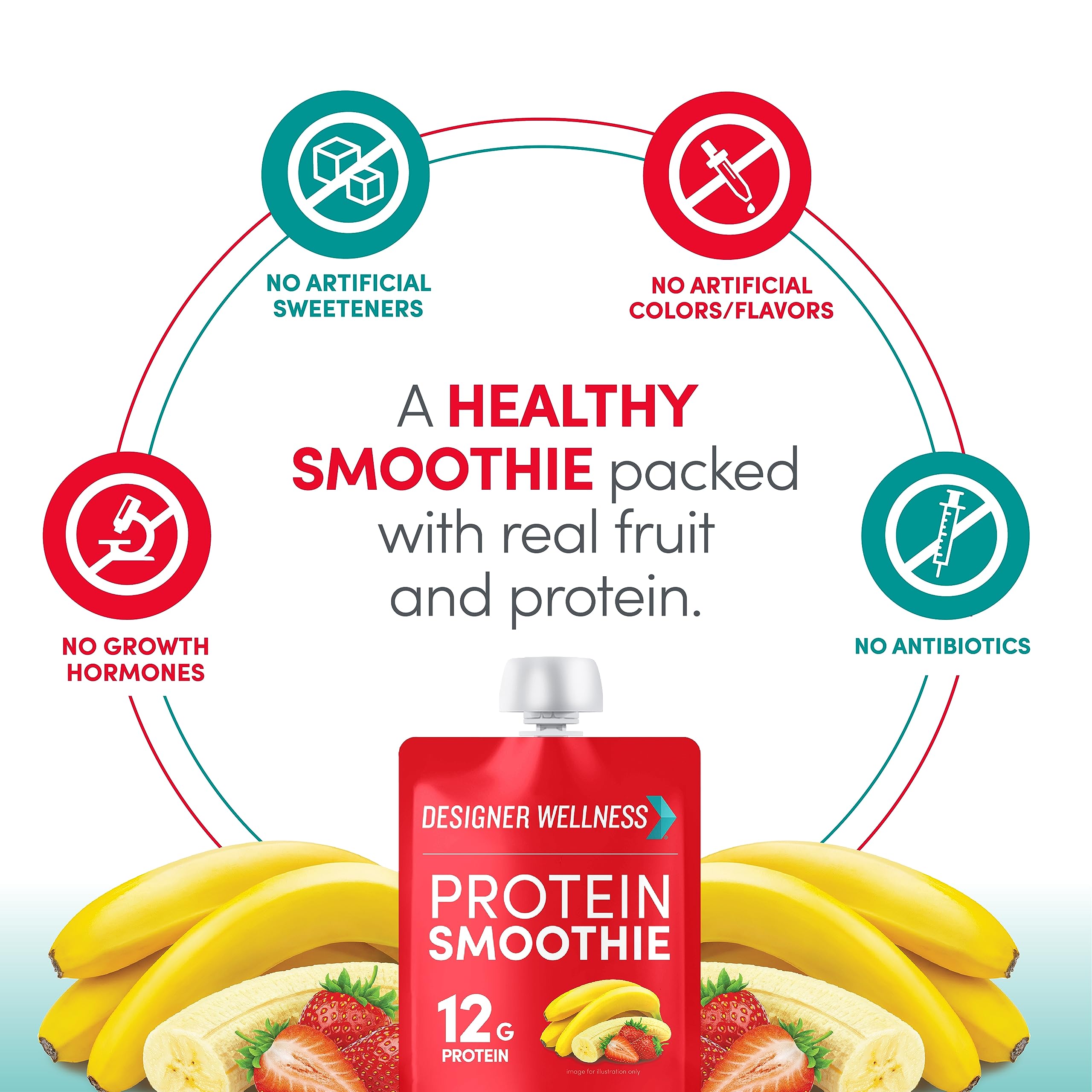 Designer Wellness Protein Smoothie on-the-go pouch ready for busy mornings.