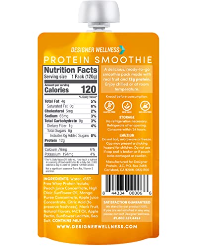 Designer Wellness Peach Mango smoothie in glass, ready for a balanced post-workout refresh.