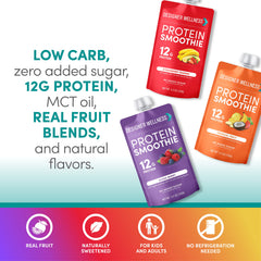 Designer Wellness Protein Smoothie real fruit blends highlight natural sweetness.