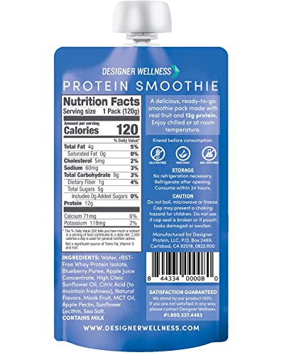 Designer Wellness Protein Smoothie real fruit pouch highlights natural sweetness from real fruit.