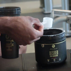 DESIRED Pre Workout serving-scoop shows easy daily dose for 25 servings