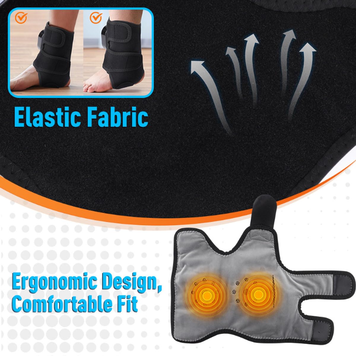 DESYIAO ergonomic ankle brace with gentle compression, heat and vibration