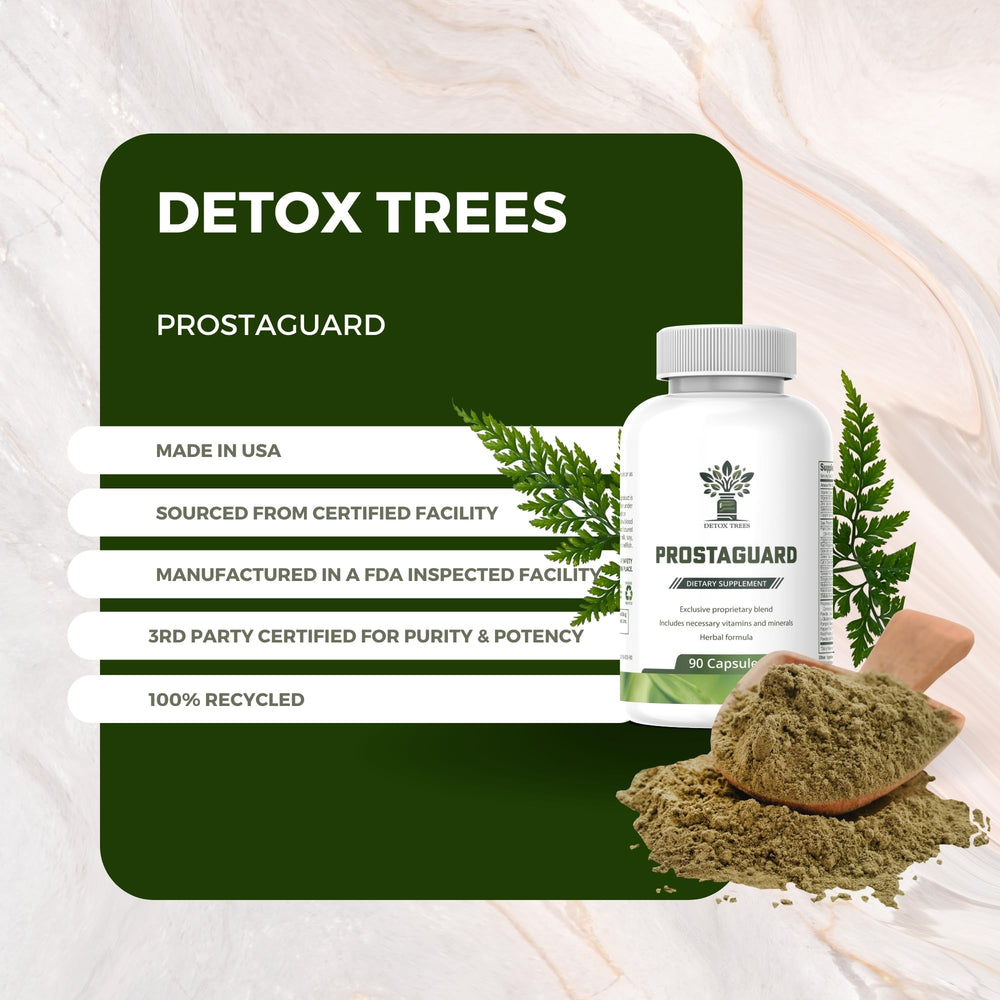 Detox Trees Prostate daily-dosing setup with water for consistent intake.
