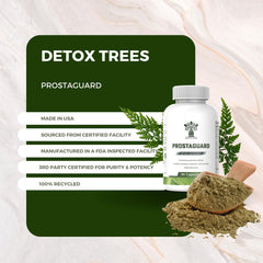 Detox Trees Prostate daily-dosing setup with water for consistent intake.
