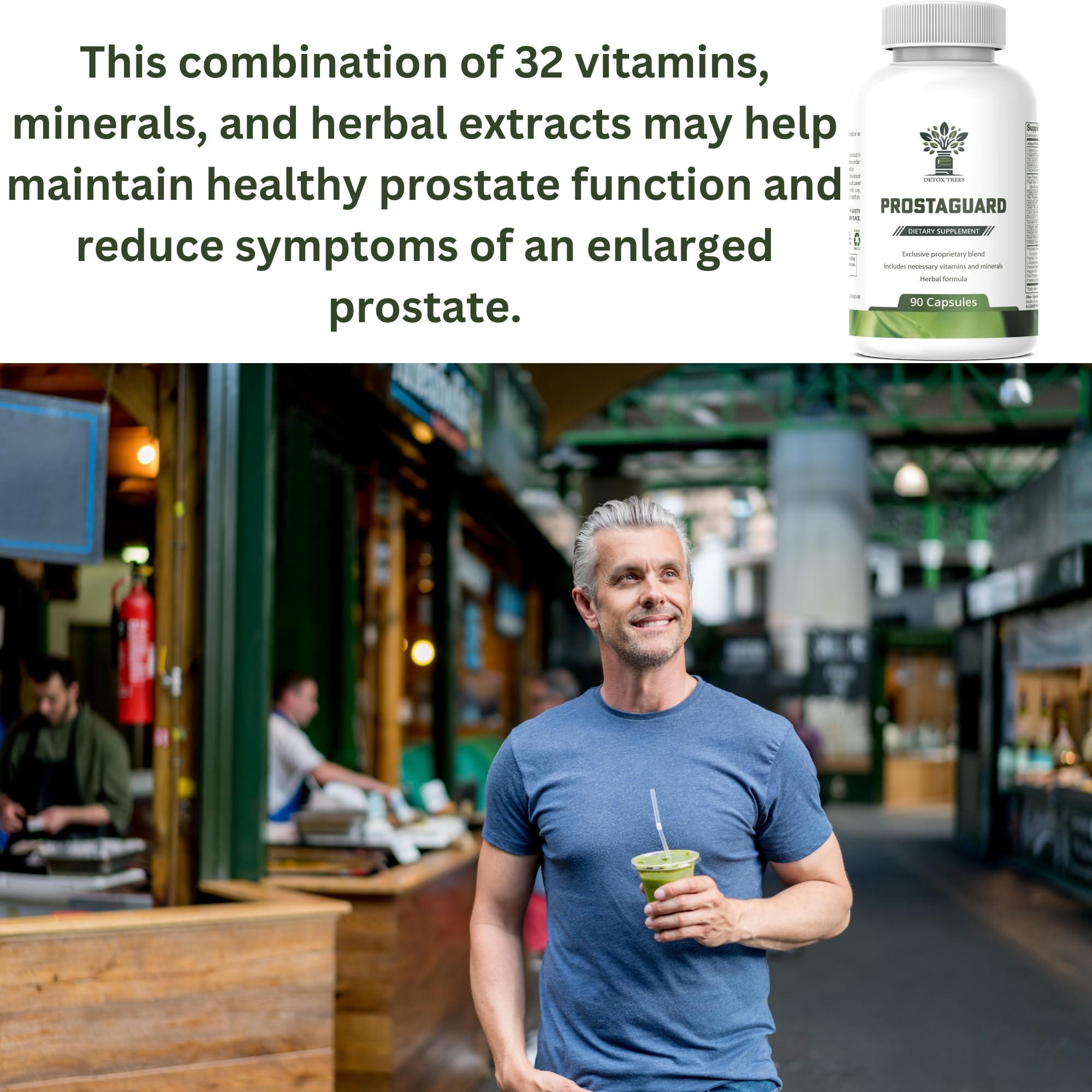 Detox Trees Prostate ingredients showcase saw palmetto and zinc.
