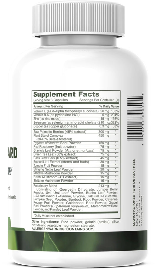 Detox Trees Prostate capsules laid out for easy daily dosing.